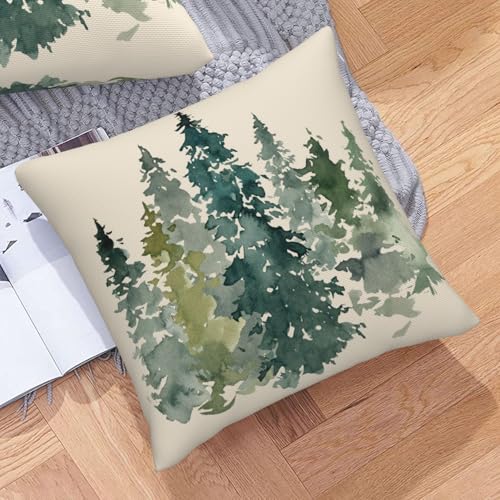 Christmas Blue Green Tree Throw Pillow Covers - Set of 2, 20x20 Inch
