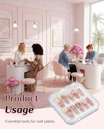 16PCS Acrylic Press-On Nail Display Boxes with Adhesive Tape
