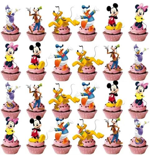 24PC Cartoon Mouse Birthday Cake Topper Set for Kids Party Decorations
