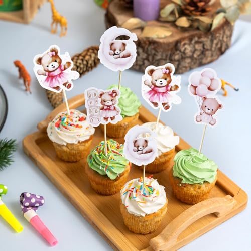 48-Piece Baby Bear Cupcake Toppers for Jungle Theme Parties