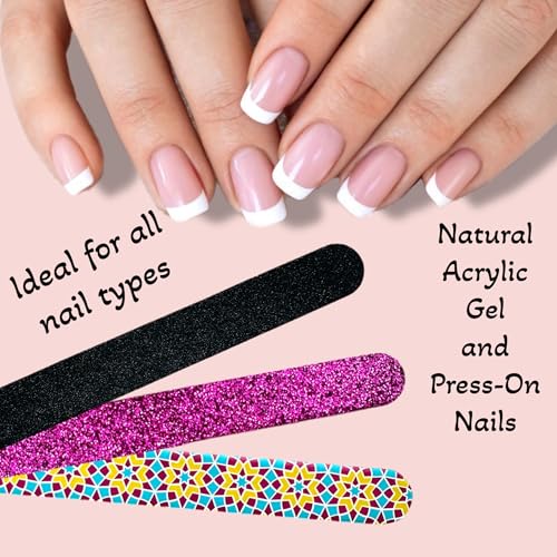 ALAZCO 20-Piece Professional Nail Files & Emery Boards, Coarse and Medium Grit