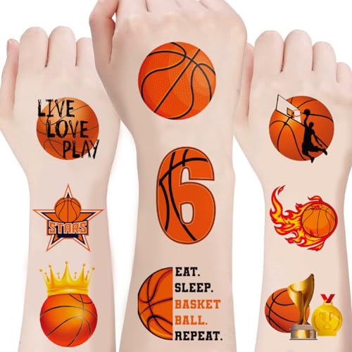 Basketball Temporary Tattoos - Waterproof Sports Party Favors 100 Sheets