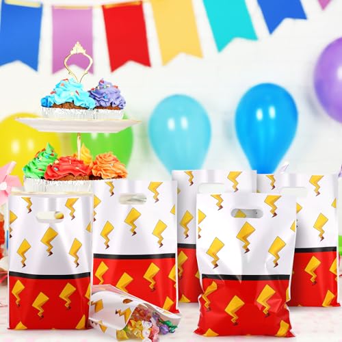 50 Pcs Cartoon Birthday Gift Bags - Red & White Party Favor