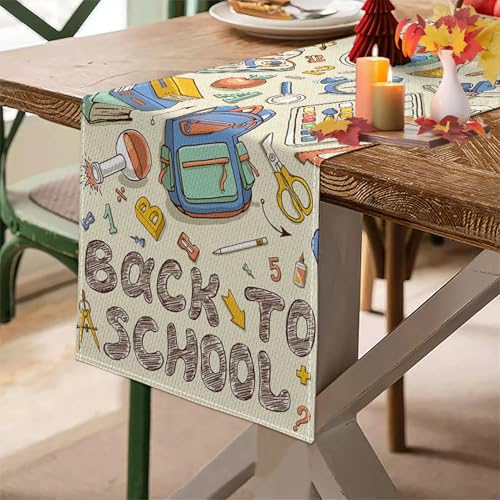 Back to School Table Runner 13x72 Inch First Day of School Classroom Decor
