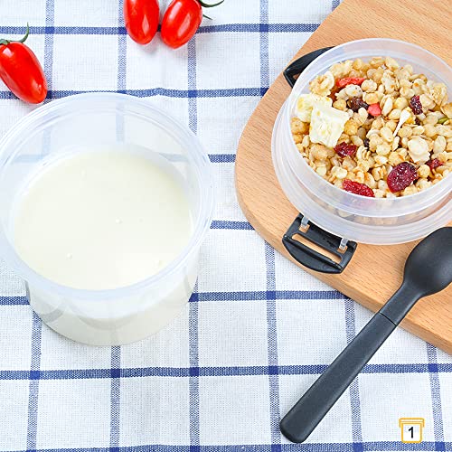 Transparent Reusable Cereal Yogurt Parfait Container Set with Lids, 20 oz