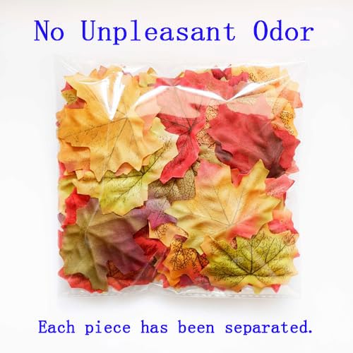 Luvhua 100 Pcs Odor-Free Artificial Maple Leaves - 16 Mixed Colors, 8cm