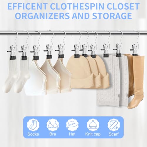 Senbowe 30 Pack Heavy Duty Stainless Steel Laundry Hooks - Multi-Color