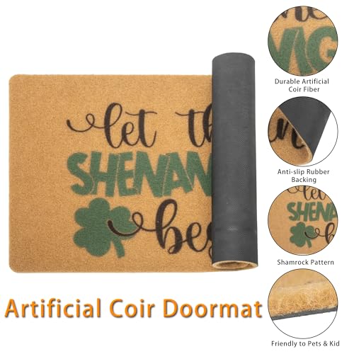 St. Patrick's Day Shamrock Welcome Doormat - 17" x 29" Non-Slip Entry Rug
