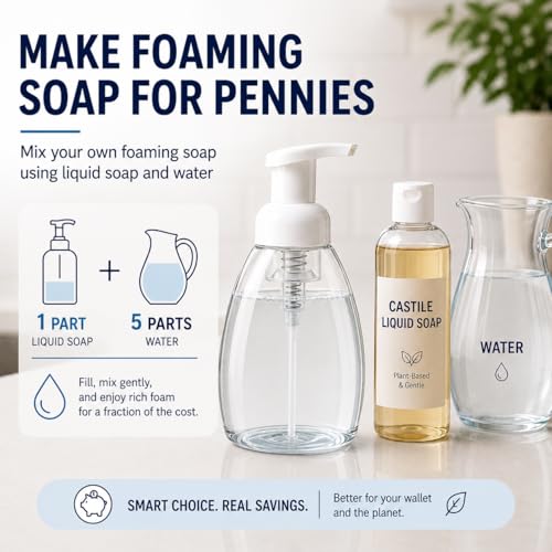 Bar5F 8.5 oz Foaming Soap Dispenser - Reusable BPA-Free Soap Pump