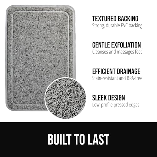 GORILLA GRIP Exfoliating Shower Mat, 24x16 Inch Gray Loofah Bath Mat