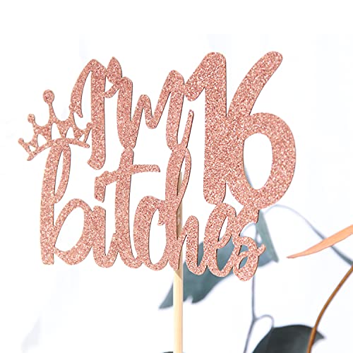 Rose Gold Glitter Cake Topper for 16th Birthday Party