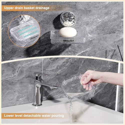 Suction Cup Soap Dish Holder - Wall Mounted Self-Draining Rack, 1 Piece