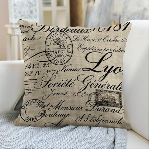 Emvency 18x18 Inch Paris French Script Throw Pillow Cover