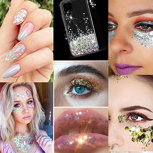 ETHOON 3D Butterfly Nail Art Sequins 24 Colors Holographic Glitter Decals