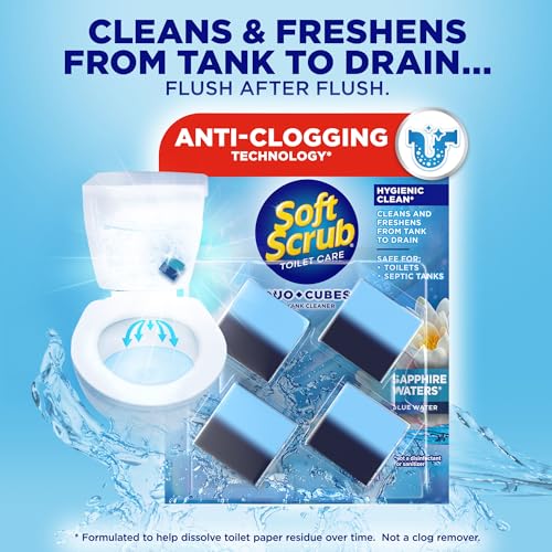 Soft Scrub In-Tank Toilet Cleaner Duo-Cubes Sapphire Waters 4 Count