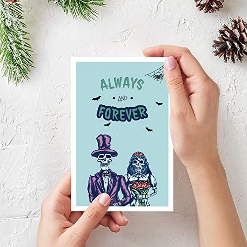 Spercy Funny Skeleton Halloween Card for Him & Her - Romantic Anniversary Card