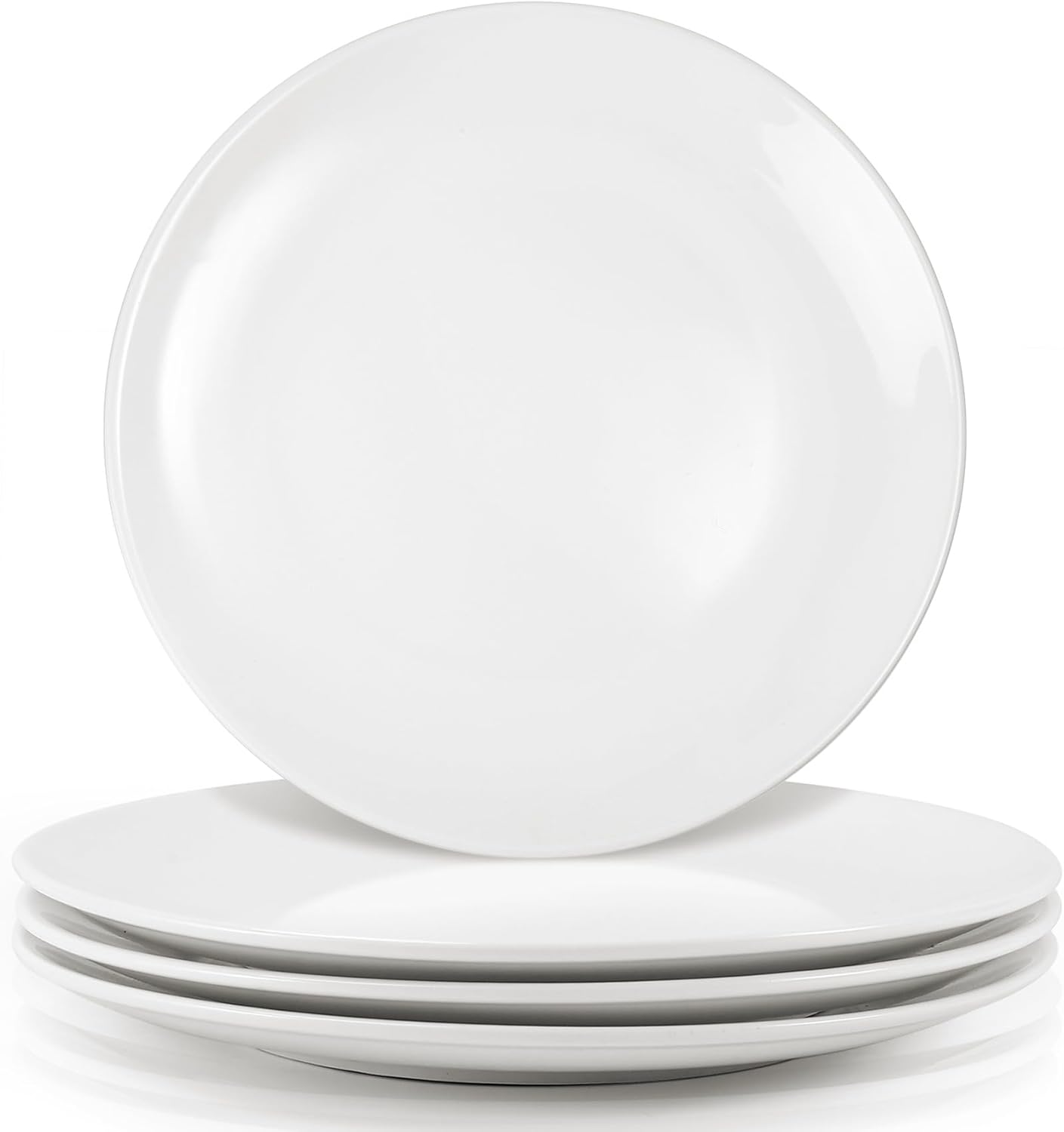 Skiennix Porcelain Dessert Plates Set of 4 - 10 Inch White Ceramic Appetizer & Salad Plates | Microwave & Dishwasher Safe