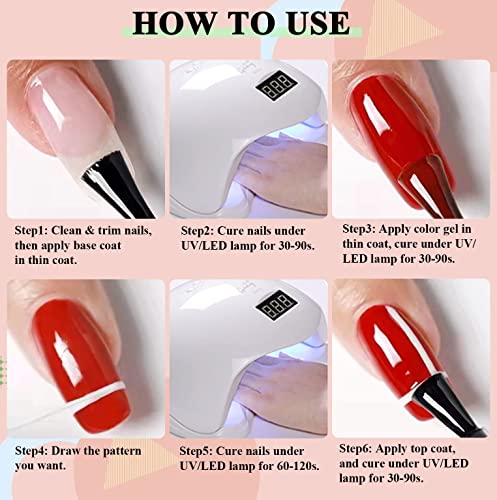 Vnicesli White Nail Art Gel Liner Polish with Built-in Brush 10ml