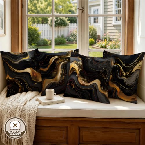 ORMAN Marble Throw Pillow Covers 18x18, Set of 4 Double-Sided Cushion Cases