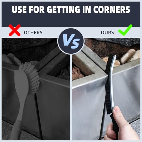 FOOGWEE Hard Bristle Crevice Cleaning Brush - 3 Pack, Black
