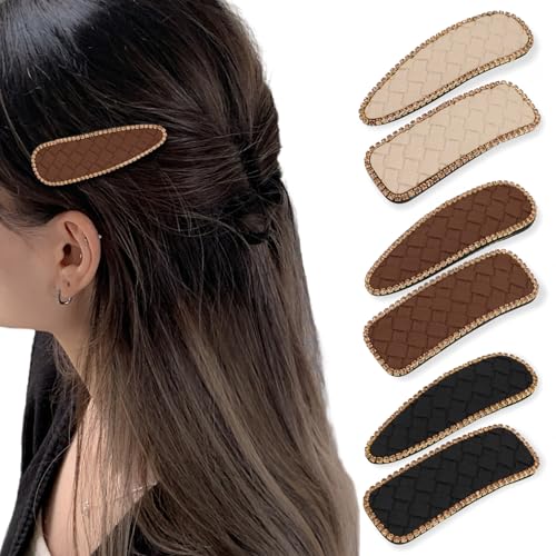 CURASA Rhinestone Snap Hair Clips 6PCS Water Drop & Rectangle Barrettes