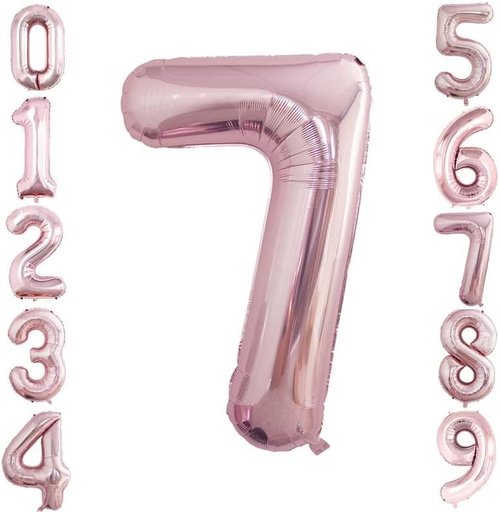 GOER Rose Gold Foil Balloons - Huge Number 7 Birthday Party Decorations | 42 Inch, 32 Inch, 16 Inch (3 Pcs)