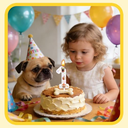 Candoll Dog Birthday Number 1 Candle - Brown Cake Topper Party Supply
