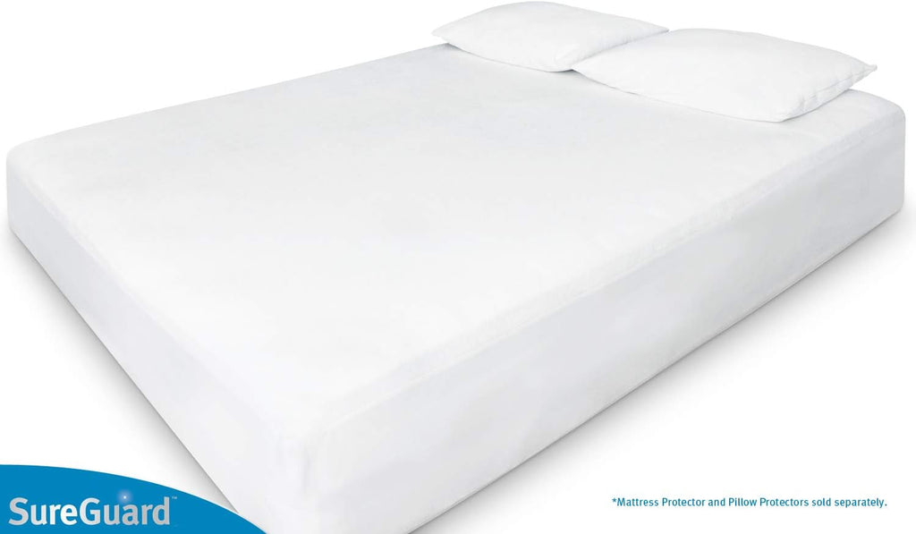 SureGuard Queen Size Mattress Protector - 100% Waterproof & Hypoallergenic | Premium Cotton Terry Cover in White