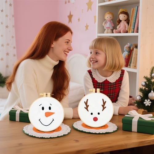 Christmas Embroidery Kits for Beginners - 2 Hoops & Video Guide