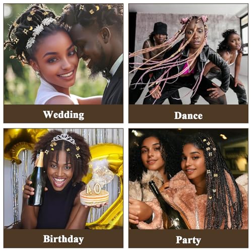 Gold Hair Braids & Dreadlock Cuffs 40-Piece Set for Styling