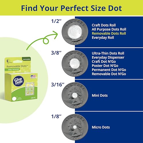 Glue Dots Removable Double-Sided Adhesive Dots, 3 Pack (600 Total)
