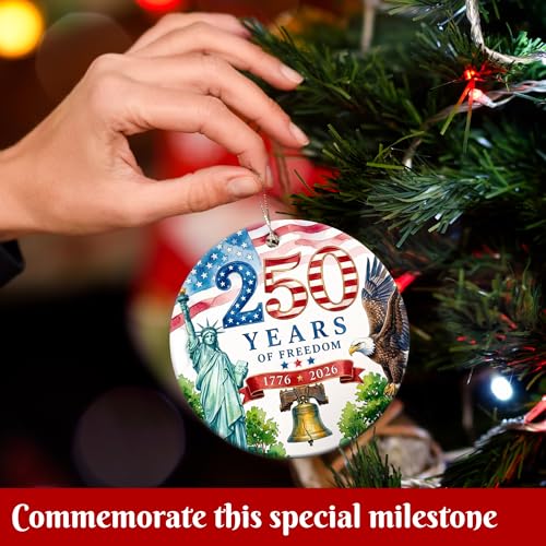 250th Anniversary Ceramic Ornament - Patriotic Blue Keepsake Decor