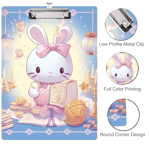 Decorative A4 Wooden Clipboard Cute Rabbit Design Letter Size
