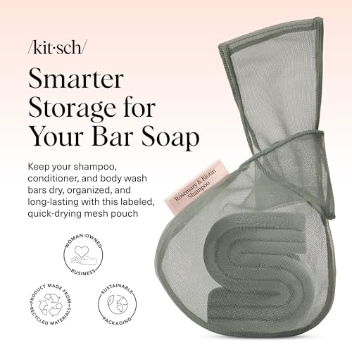 Kitsch Soap Saver Mesh Bag with Tag Identifier for Shampoo Bars