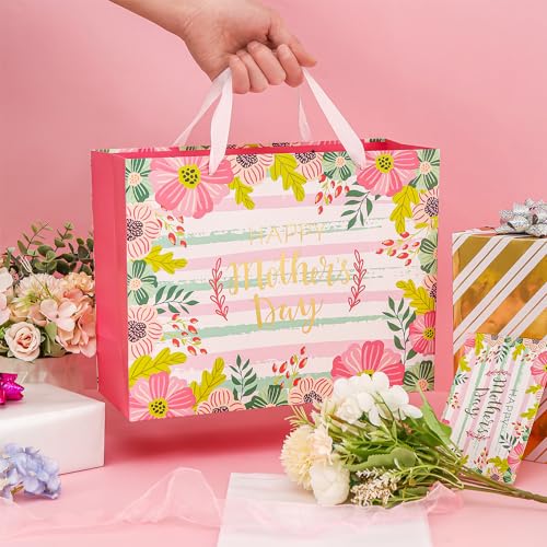 Large Mother's Day Gift Bag with Card & Tissue Paper - Floral Design