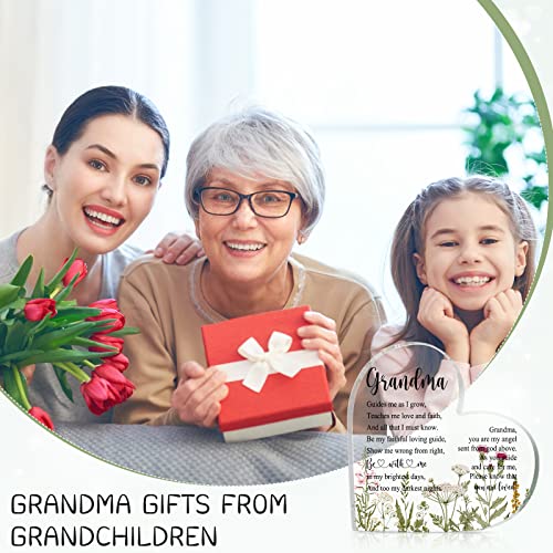 Acrylic Heart Grandma Gift - Elegant Keepsake for Grandmother