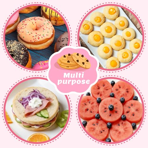Nifogo Red Yellow 5pcs Round Cookie Cutter Set - Stainless Steel Baking Tools