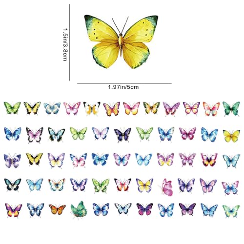 Colorful Butterfly Stickers - 56 Waterproof Transparent PET