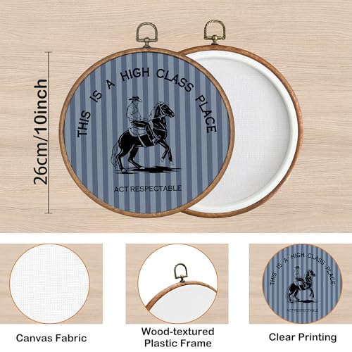 KSDUT Western Cowboy Round Canvas Wall Art 10x10 Preppy Southwestern Print