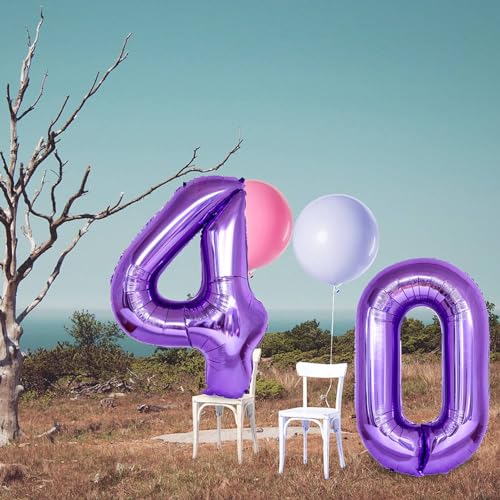 40 Inch Purple Foil Number 40 Balloon for Birthday & Party Decor