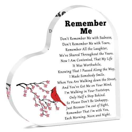 Acrylic Heart Sympathy Plaque Memorial Gift for Loss of Loved One