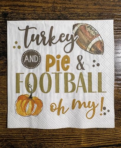 IHR Cocktail Napkins - 3-Ply Thanksgiving Turkey Pie Design, 20 Count