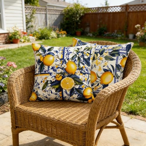 Outdoor Waterproof Pillow Covers Set of 2 18x18 Inch Boho Farmhouse Cushion Cases