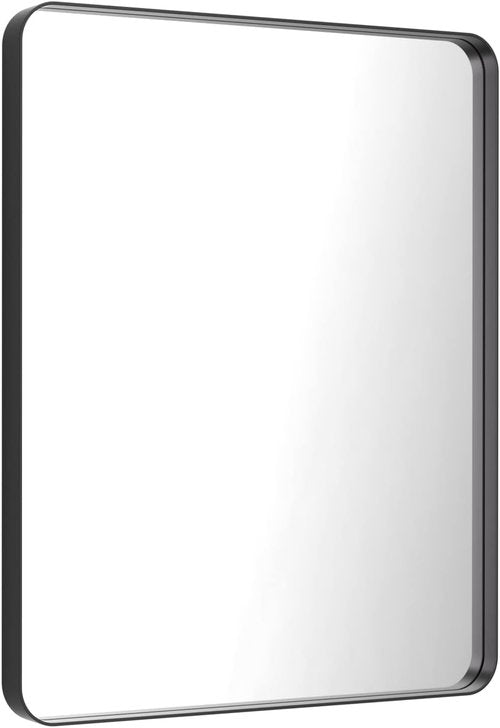 LOAAO Black Metal Framed Bathroom Mirror - 30x36 Inch Matte Black Vanity Mirror | Anti-Rust, Tempered Glass, Versatile Hanging Options