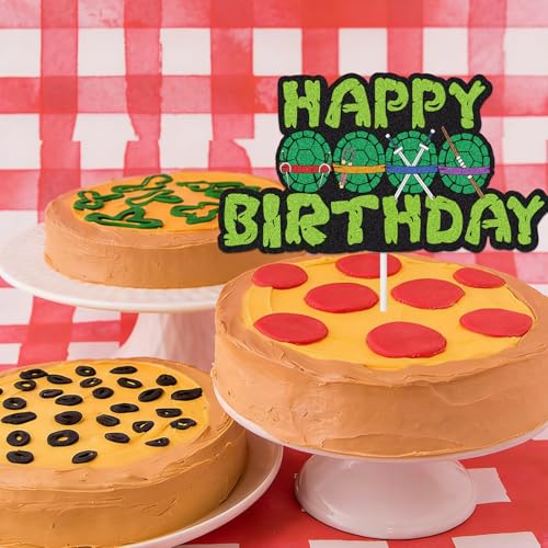 Turtle Cake Topper for Birthday Parties - Glitter Decor