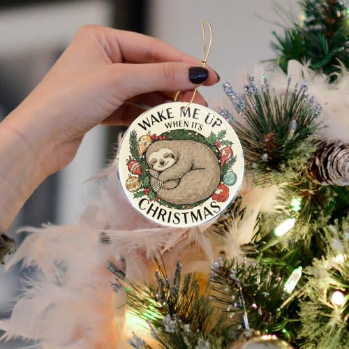 Wake Me Up When It's Christmas Sloth Ornament - 3.6" Acrylic