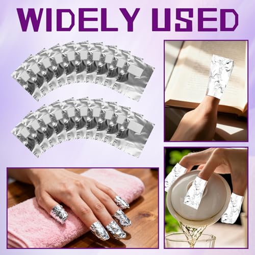 LUSTRIB 50 Pcs Nail Foil Wraps with Cotton Pads for Gel & Acrylic Removal