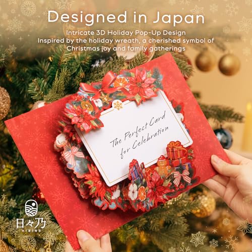 Handcrafted 3D Pop-Up Christmas Wreath Greeting Card