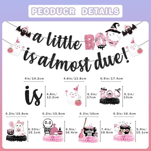 A Little Boo is Almost Due Banner - Pink Halloween Baby Shower Decorations