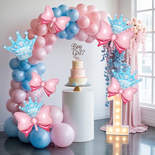 Saxuxu Crown and Bow Foil Balloon Kit for Parties and Baby Showers 10pcs